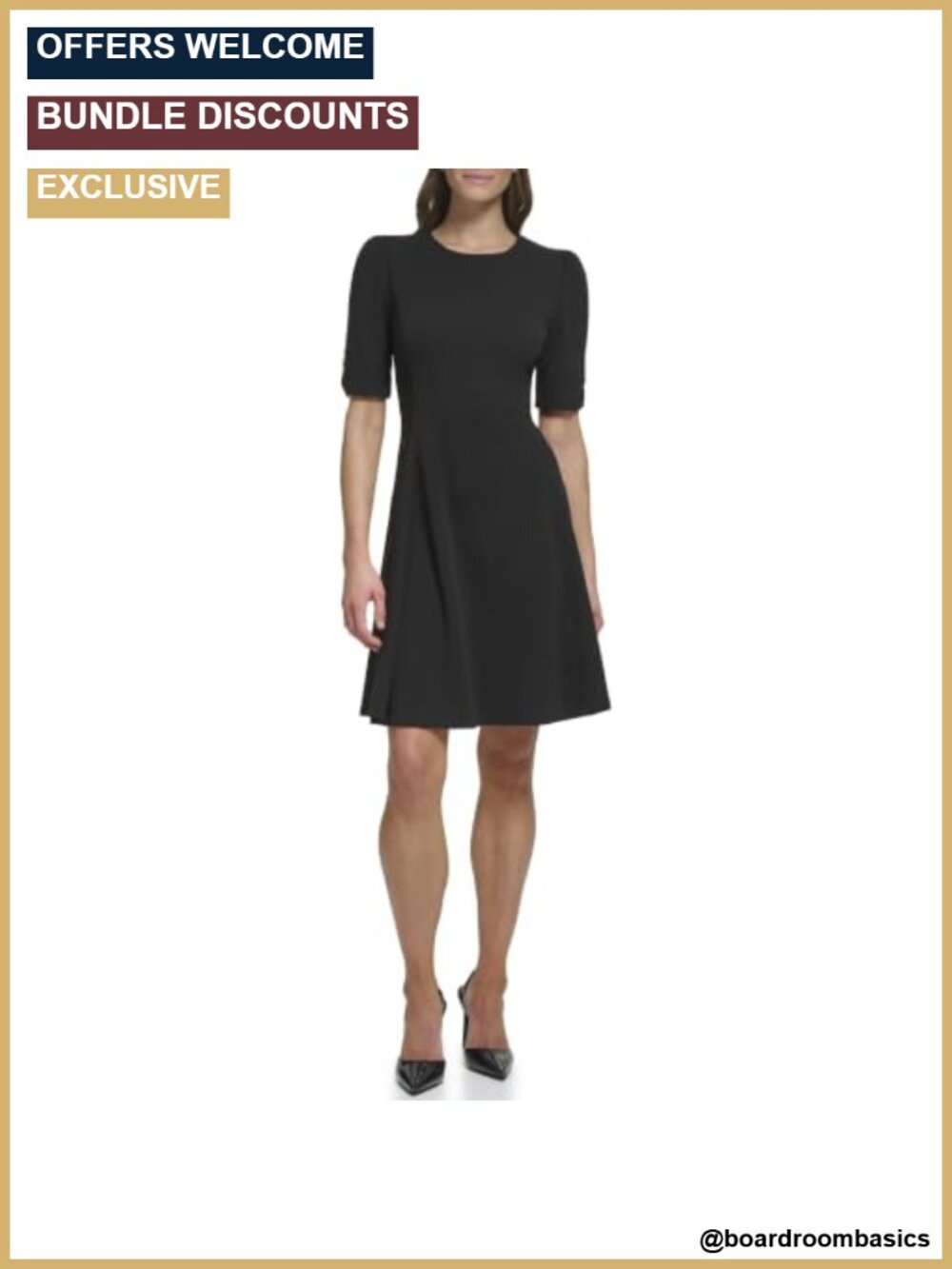 DKNY Short Sleeve Jewel Neck Fit & Flare Mini Dress